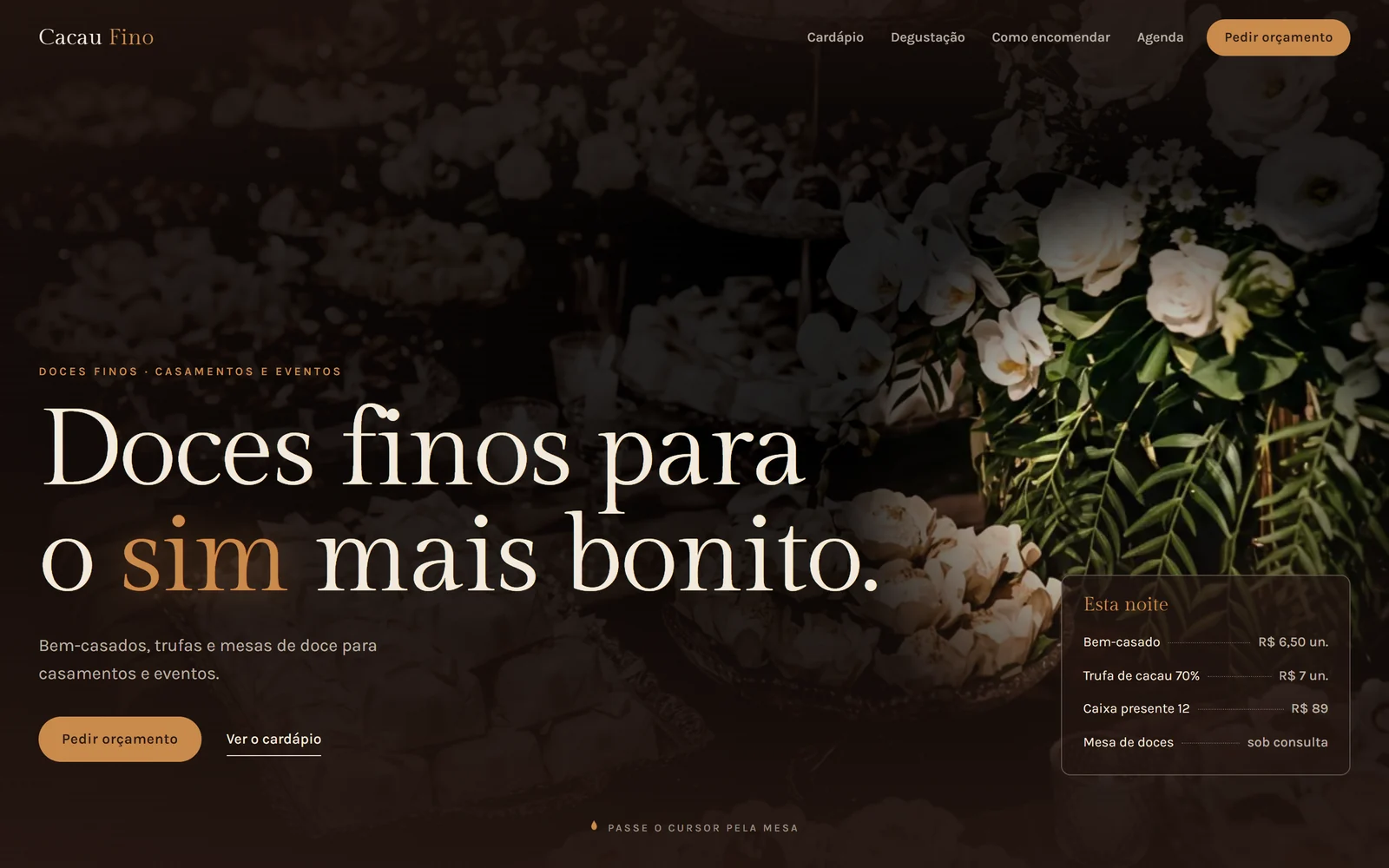 Print do site demo Cacau Fino