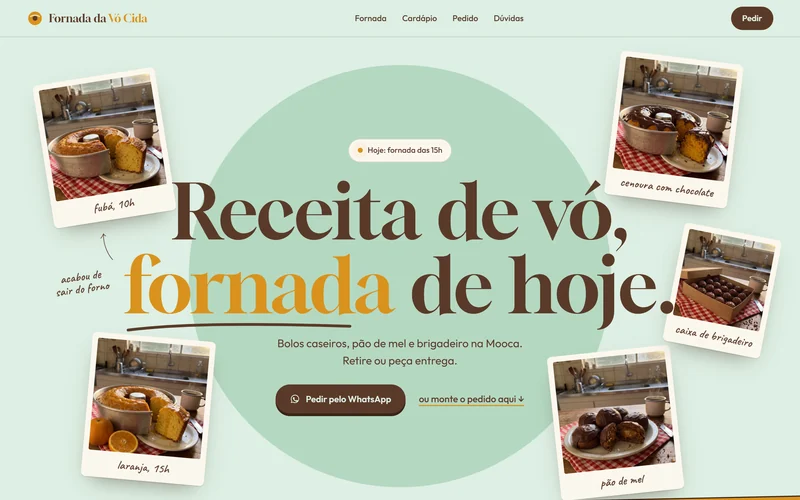 Print do site demo Fornada da Vó Cida